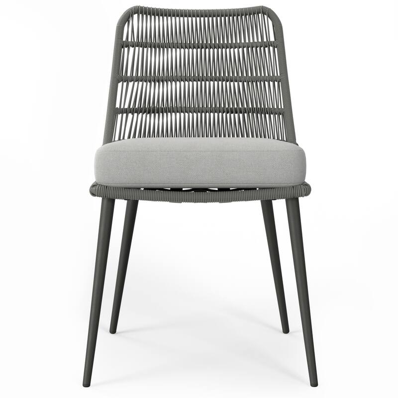WyndenHall Kiki 20 inch Wide Contemporary Outdoor Dining Chair (Set of 2) in Grey Polyester Fabric - 24" D x 20" W x 33.9" H