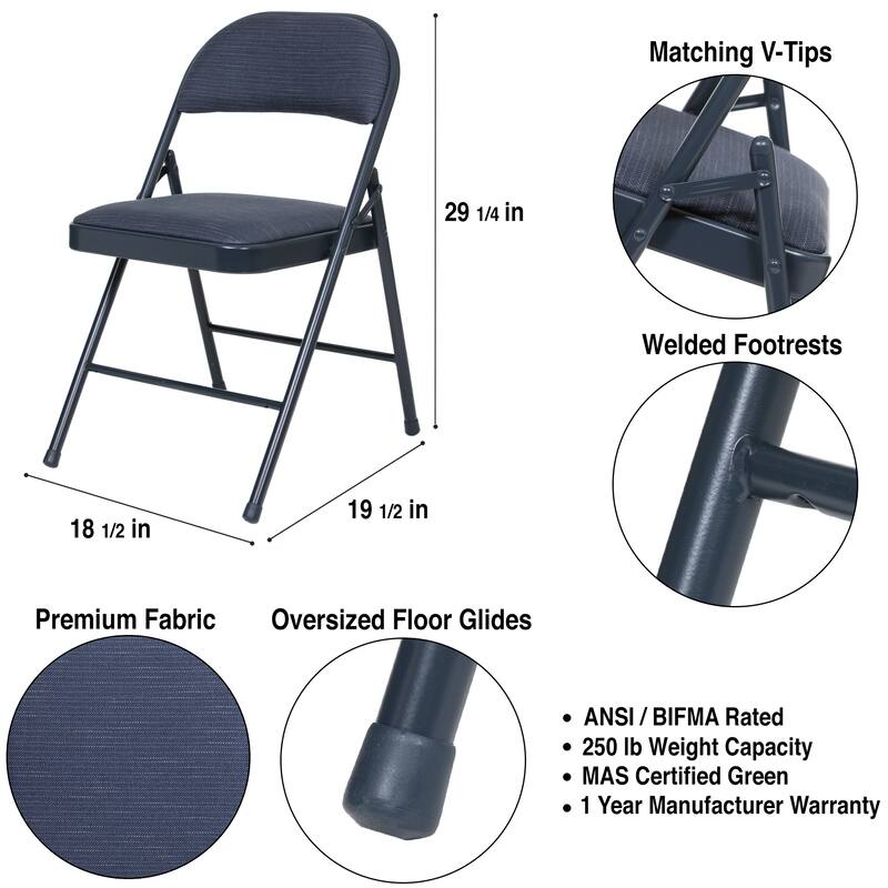 Hampden Furnishings Bernadine Basics Collection Fabric Folding Chair, Pack of 4