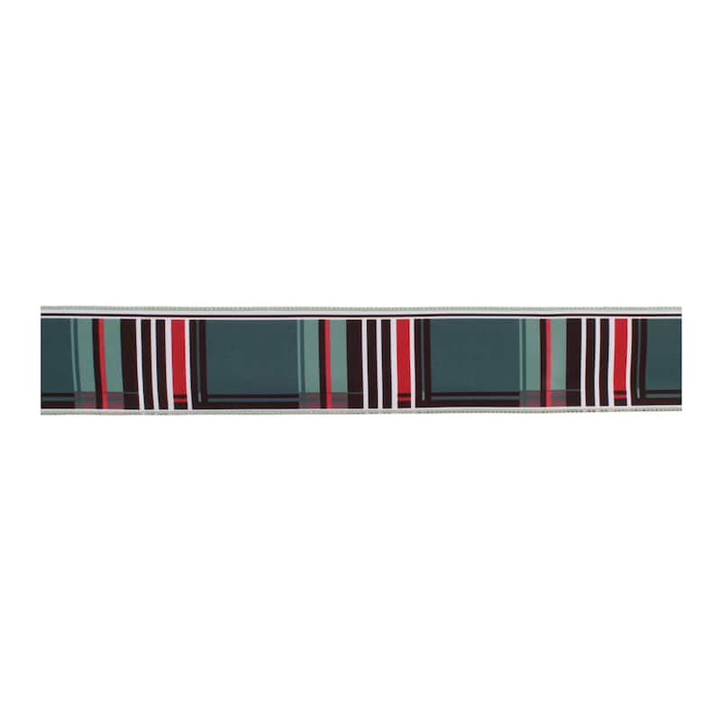 10 Yards Set of 2 Polyester Red Black Plaid Wired Ribbon for Holiday Crafts or Christmas Trees Decorations