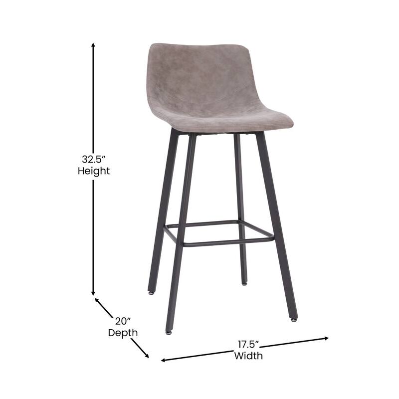 Set of 2 Armless Upholstered Metal Counter Stools