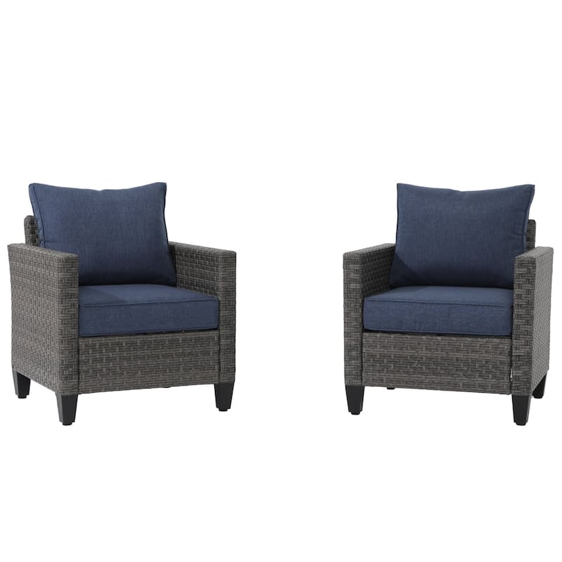 Patio 2 Pieces Wicker Single Chairs with Cushions