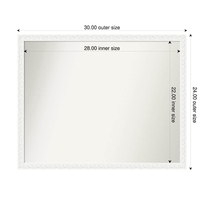 Bethany Non-Beveled Wood Framed Wall Mirror - 30 x 24 in - Bethany White