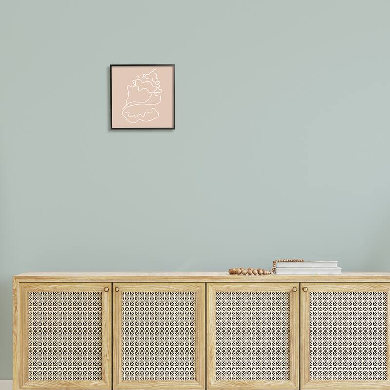 Stupell Conch Shell Line Doodle Minimal Beige Beach Framed Wall Art, Design by Daphne Polselli