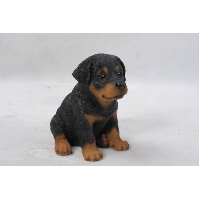 Sitting Rottweiler Puppy Outdoor Garden Statue - 6.5"
