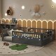preview thumbnail 2 of 10, Full Size Toddler Floor Bed Fence Bed with Guardrails, Grey