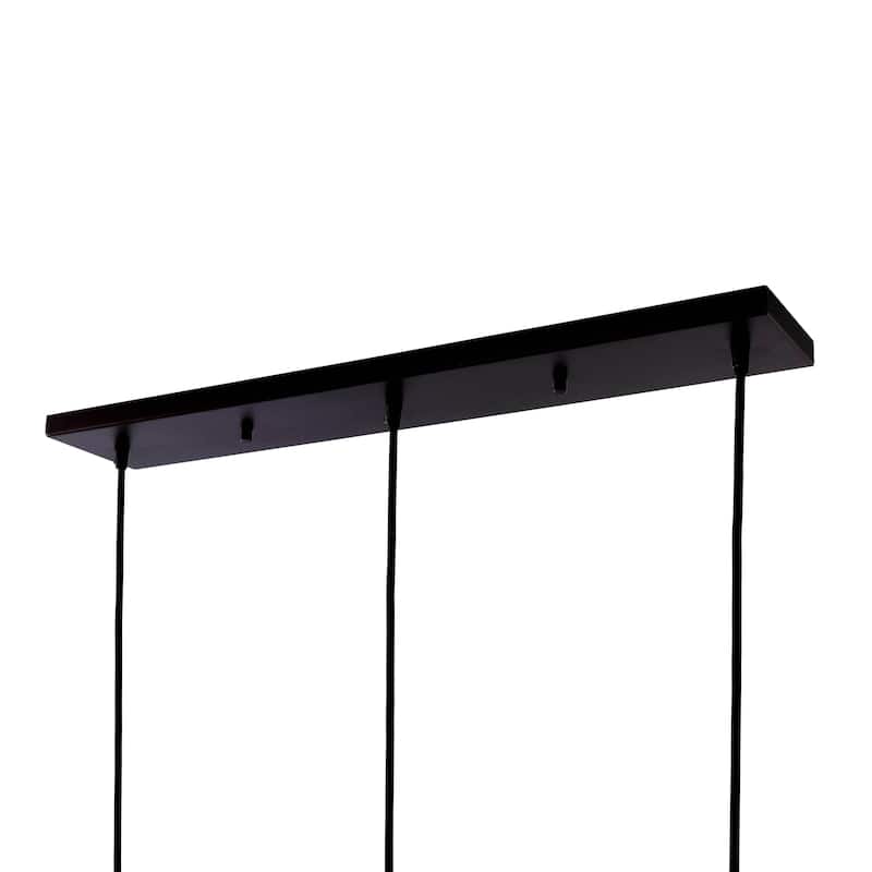 Kiawah Island 30.5" 3-Light Metal/Glass Contemporary Modern LED Pendant, Brass Gold/Black by JONATHAN Y