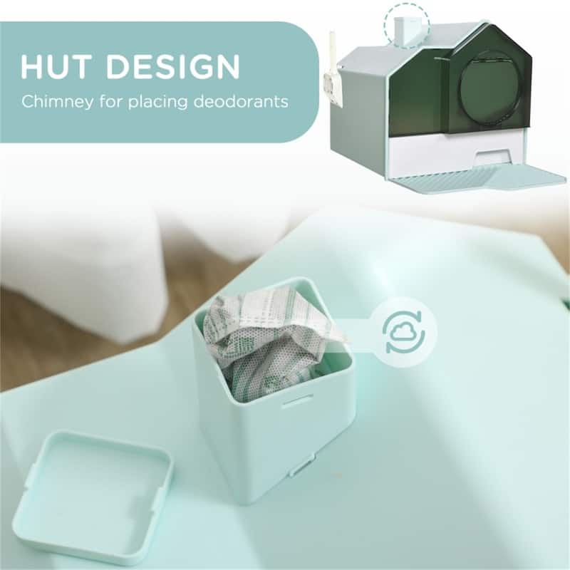 Cat Litter Box with Adorable House Design - 18.5"L x 17.75" W x 16.5" H