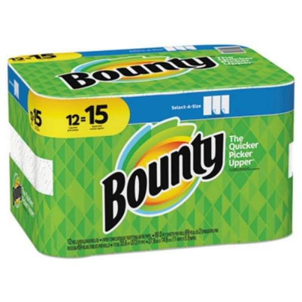 Bounty 74850 Select-A-Size 2-Ply Paper Towels, White, 69-Sheet, 12 Large Rolls
