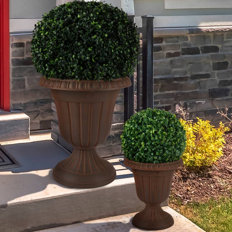 Pure Garden 16x18-Inch Outdoor Planter 2-Pack - Plastic Urn Planters