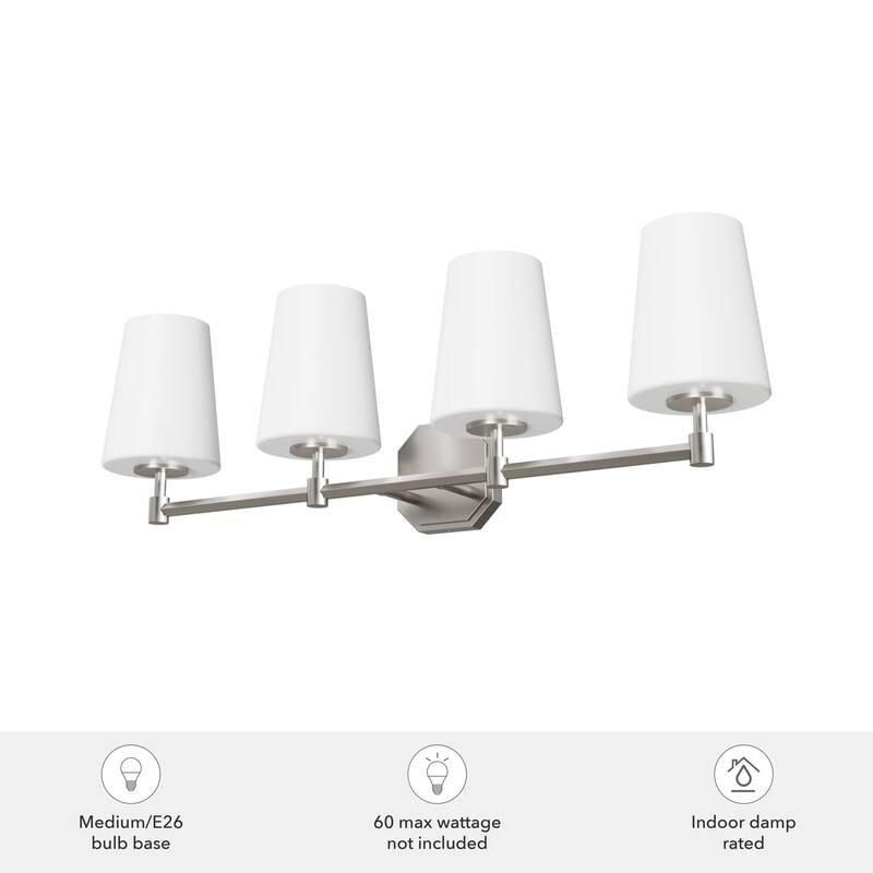 Hunter Nolita Vanity Wall Light - Bathroom - Contemporary, Transitional - White Glass Shades - Damp Rated!