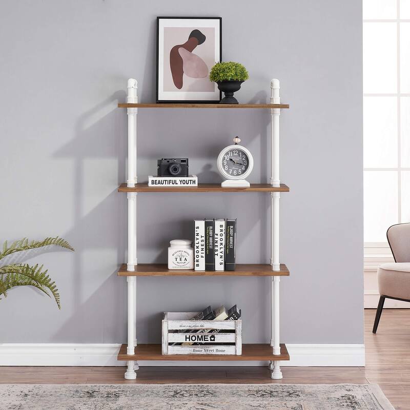 Ivinta Industrial Bookshelf Rustic Bookcase, Storage Shelf Plant Shelf - 4-shelf