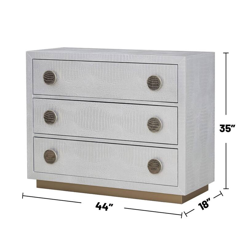 Wooden Console Cabinet with 3 Drawers in Silver