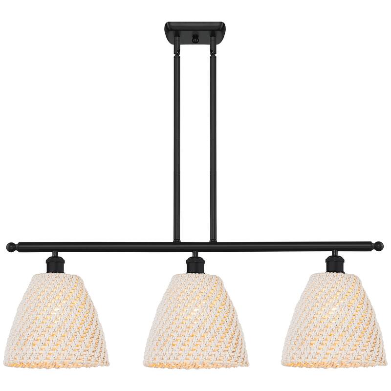 Innovations Lighting Endless Possibilities Ballston - Bristol Natural - 3 Light 36" Stem Hung Island Light - Matte Black