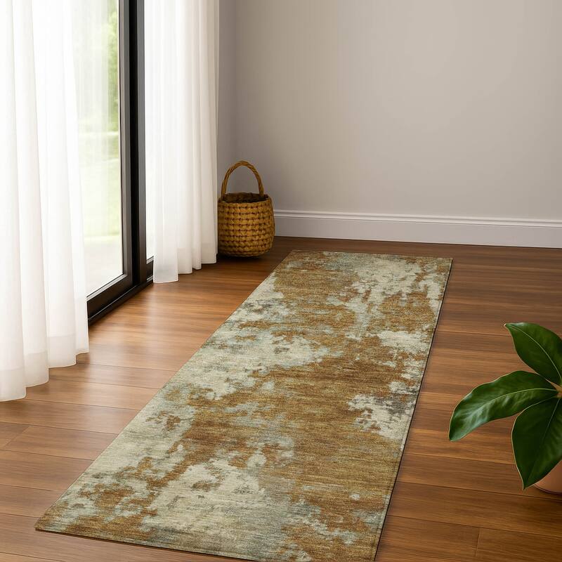Premium Washable Super Soft Abstract Casual Mayfield Rug - Terracotta - 2'3" x 7'6"