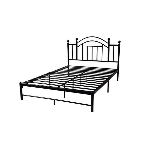 Queen Size Black Metal Platform Bed Frame With Arch Style Headboard Overstock 29063154