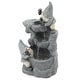 preview thumbnail 5 of 6, Grey Resin Gnomes Rock Bowl Outdoor Water Fountain with Lights