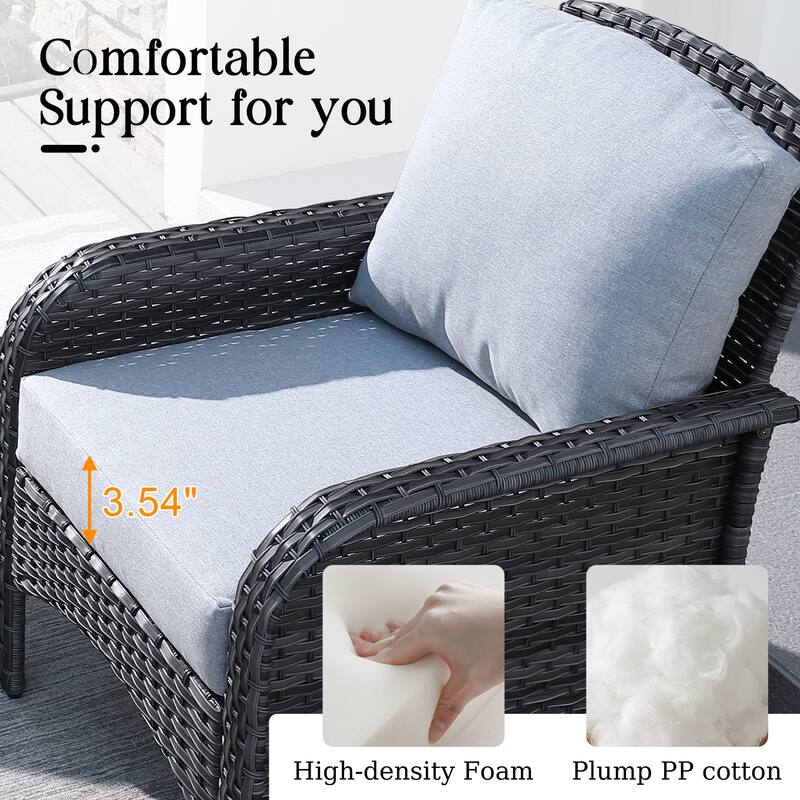 HOOOWOOO 4-piece Wicker Outdoor Conversation Sofa Set with Glass Coffee Table