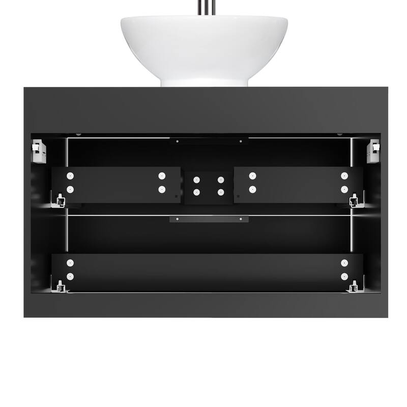 Modern Wall Mounted Bathroom Vanity Set with Vessel Sink & Faucet