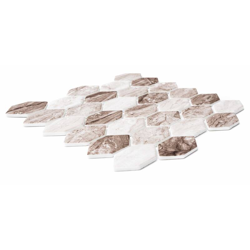 The Tile Life Recycled Serenity 1.75x2.88 Brown Matte Glass Hexagon Mosaic Wall & Backsplash Tile
