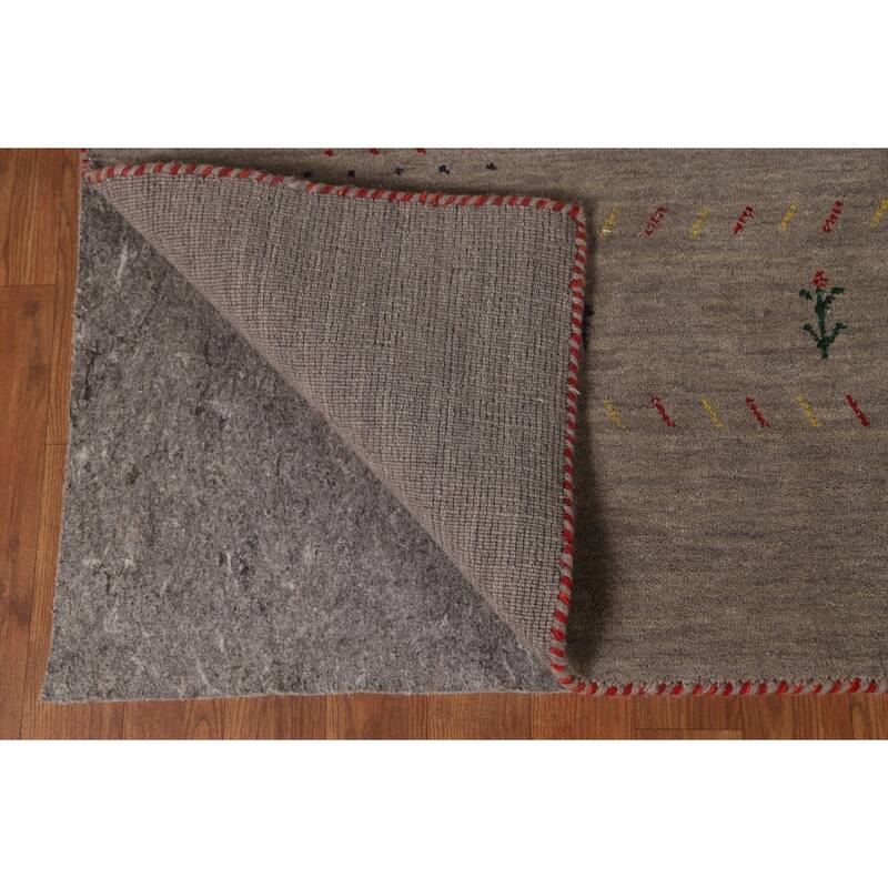 Tribal Brown Gabbeh Oriental Area Rug Hand-Knotted Wool Carpet - 7'1" x 9'9"