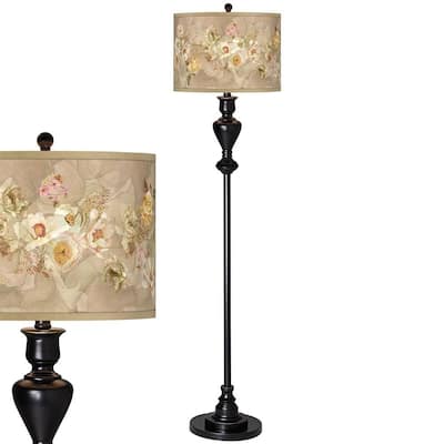 Floral Spray Black Bronze Floor Lamp - 13" x 58"