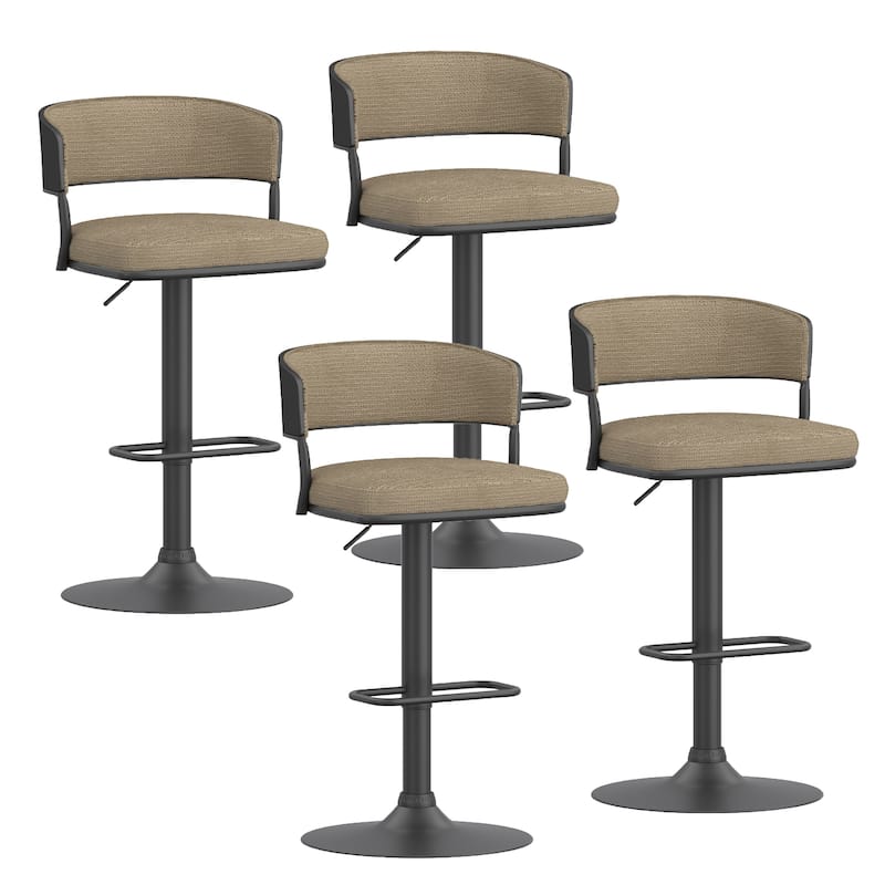 Modern Performance Fabric & Bentwood & Metal Adjustable Air-Lift Stool, Set of 4