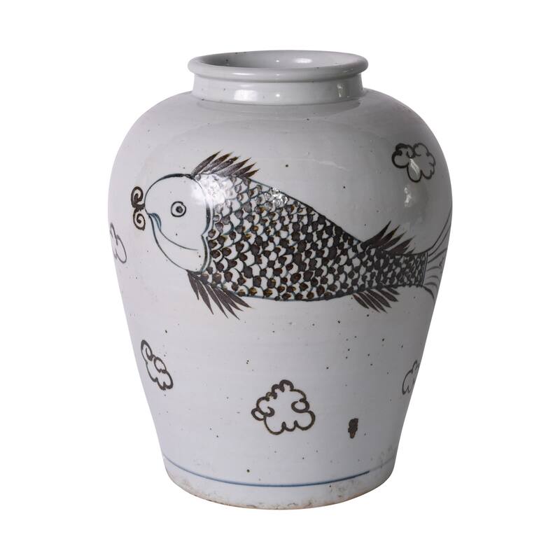 Rusty Brown Fish Open Top Jar - 13x13x17