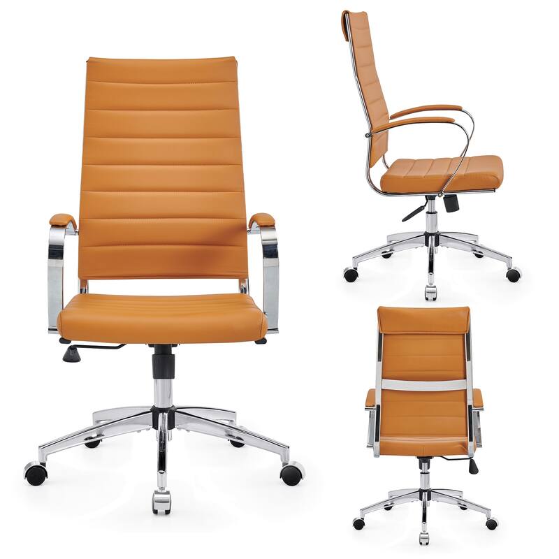CAROCC Ribbed Computer Office Chair Adjustable Swivel High Back Desk Chair - Terracotta