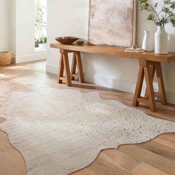 slide 2 of 7, Alexander Home Clayton Faux Cowhide Area Rug 5' x 6'6 - Ivory