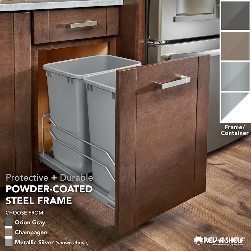 Rev-A-Shelf Pullout Kitchen Trash Can 35 qt. with Soft-close, 53WC-1535SCDM-113