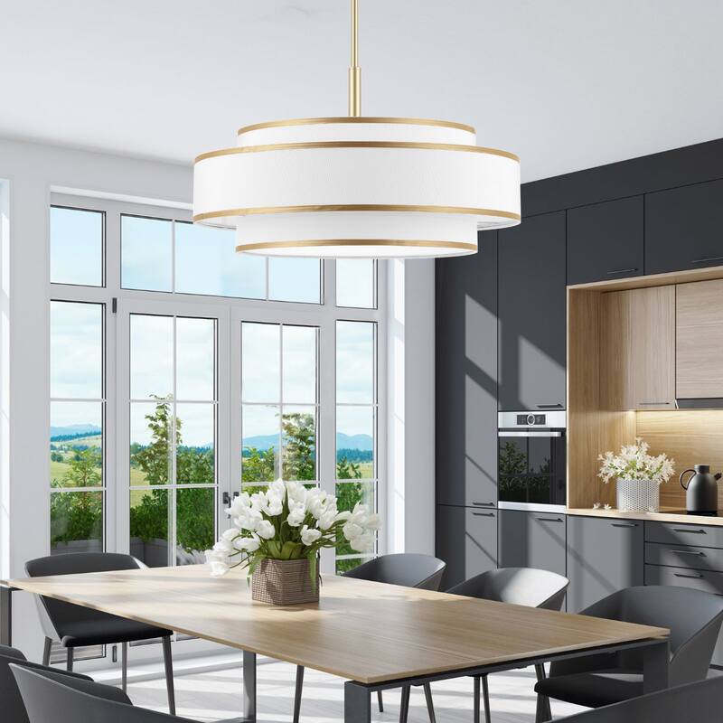 GetLedel 5-Light Double Shaded Dimmable Drum Chandelier