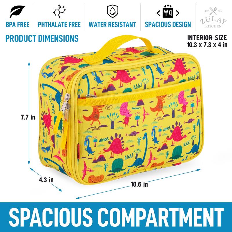 Zulay Kitchen Kids Insulated Lunch Bag with Spacious Compartment and Built-In Handle