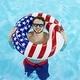 preview thumbnail 8 of 6, Swimline 36" Round Inflatable Patriotic American Flag Swimming Pool Tube Float - 0.65