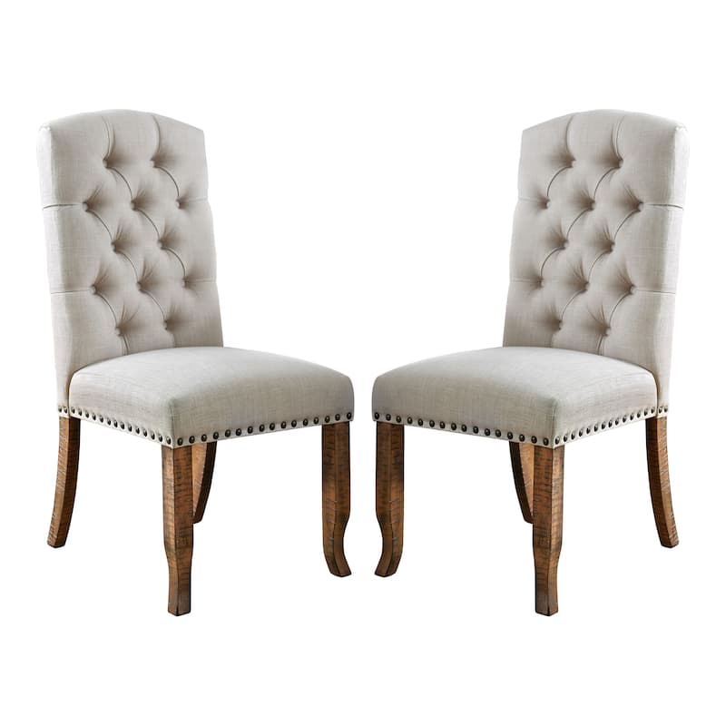 Cordova Farmhouse Tufted Fabric Dining Chairs (Set of 2) by Furniture of America