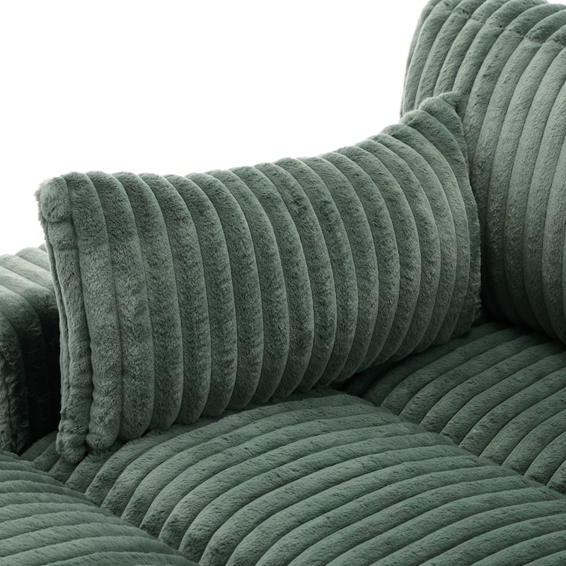 41" W Plush Corduroy Chaise Lounge with Pillows