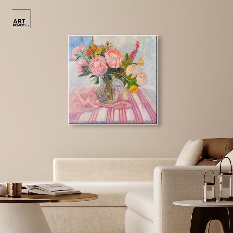 Pink Protea Pitcher Canvas by Art Remedy