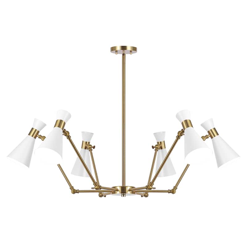 SAFAVIEH Shiraz 6-Light Adjustable Chandelier with Pivoting Shades, Modern Multi-Directional Ceiling Light - 57"W x 57"D x 45"H