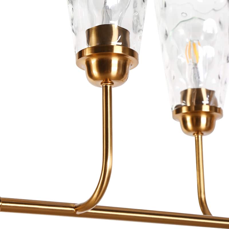 Modern Gold 6-Light 54-IN Linear Chandelier Glass Kitchen Island Lights for Dining Room - W 54" x H 22.4"