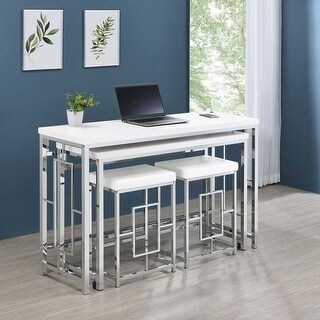 Laguna White 4-Piece Counter Height Table With Pot Rack - Bed Bath ...