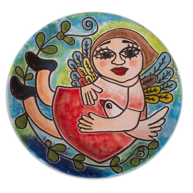 Ceramic wall art, 'Winged Woman'