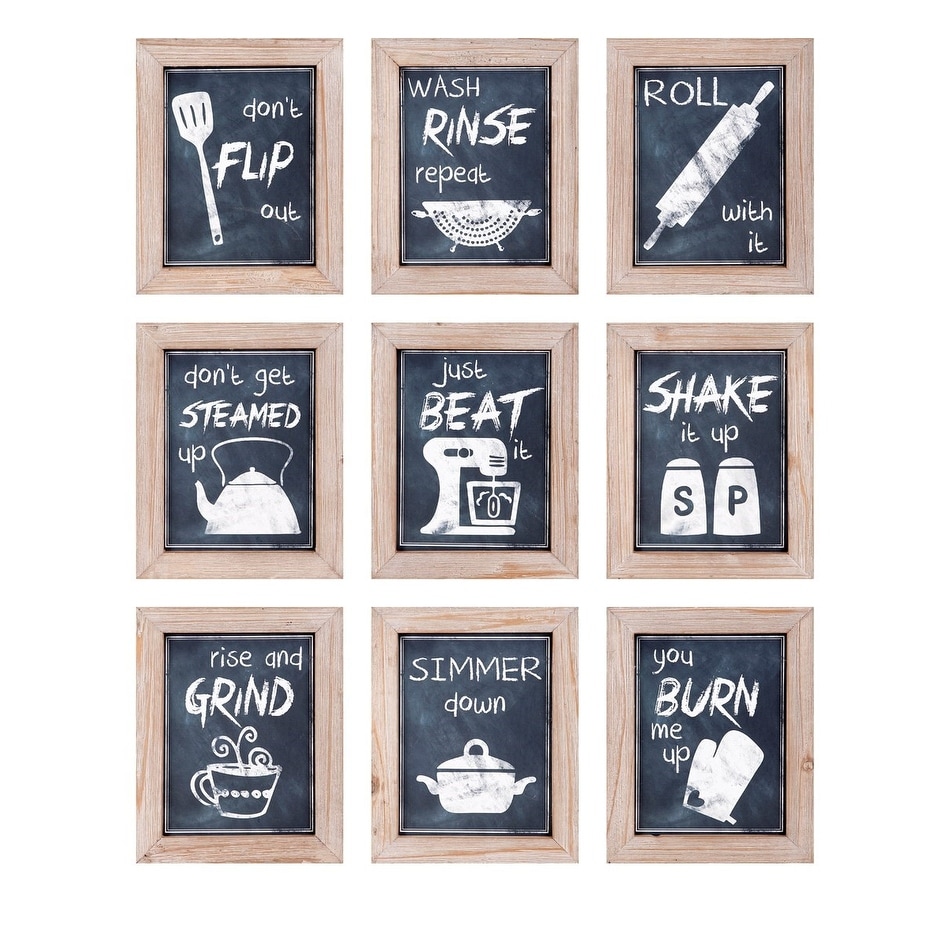 Set of 9 Inspirational Kitchen Chalkboard Sayings Wall Decor 10.5”