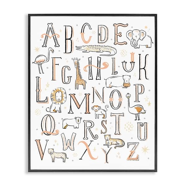 slide 2 of 25, Stupell Nursery Animal Alphabet Chart Soft Orange White Framed Wall Art 11 x 14 - Black