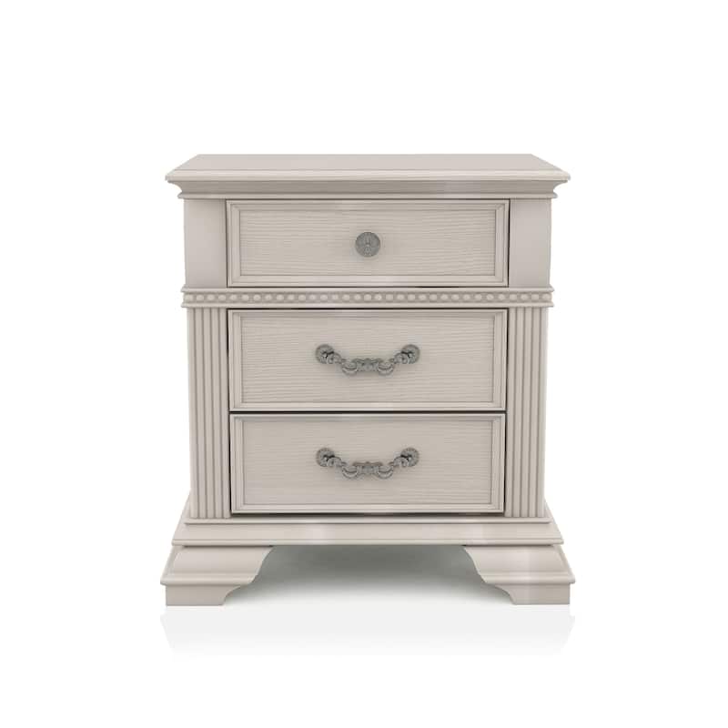 Stroh Traditional Wood 2-Drawer Nightstand with USB Charger by Furniture of America - Antique White