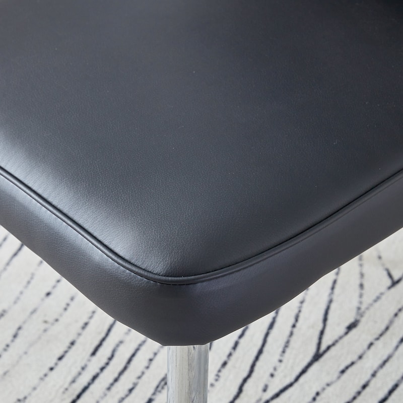 Dining Chairs, Black Pu Leather Curved Backrest And Seat Cushions, Electroplated Metal Chair Legs,A Set Of 4 Chairs.