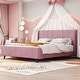 preview thumbnail 39 of 72, Twin/Full/Queen Size Velvet Upholstered Platform Bed Frame with Headboard and Wooden Slats Support, No Box Spring Needed Pink - Queen