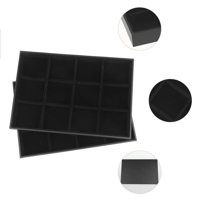 Set of 2 Stackable Velvet Jewelry Organizer Trays with Removable Dividers for Drawers, Jewelry Organizer Drawer Case Storage