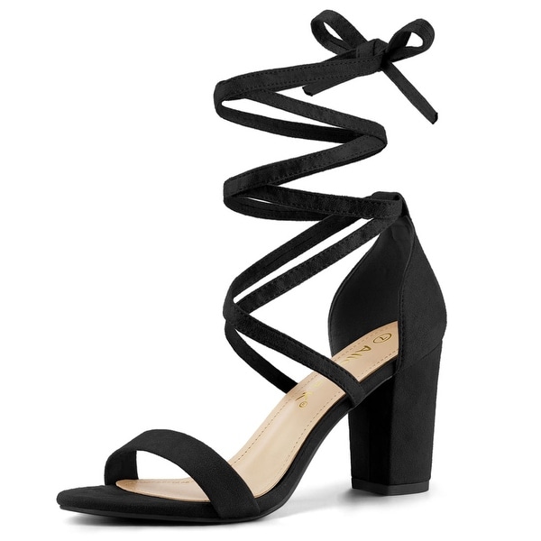 black lace up heels open toe
