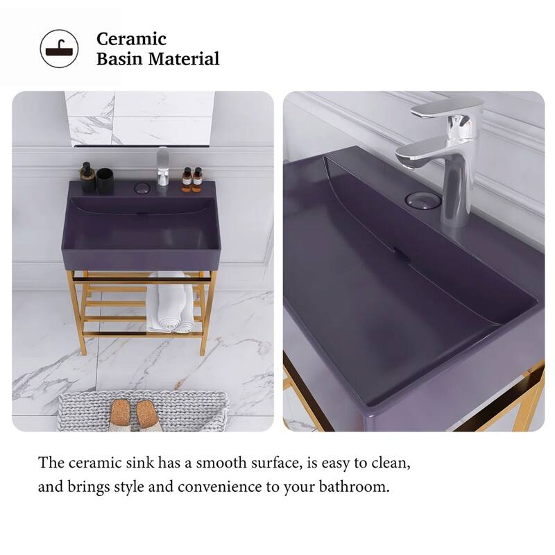 24" Freestanding Bathroom Vanity with Ceramic Sink - 23.62'' x13.98'' x 33.46''
