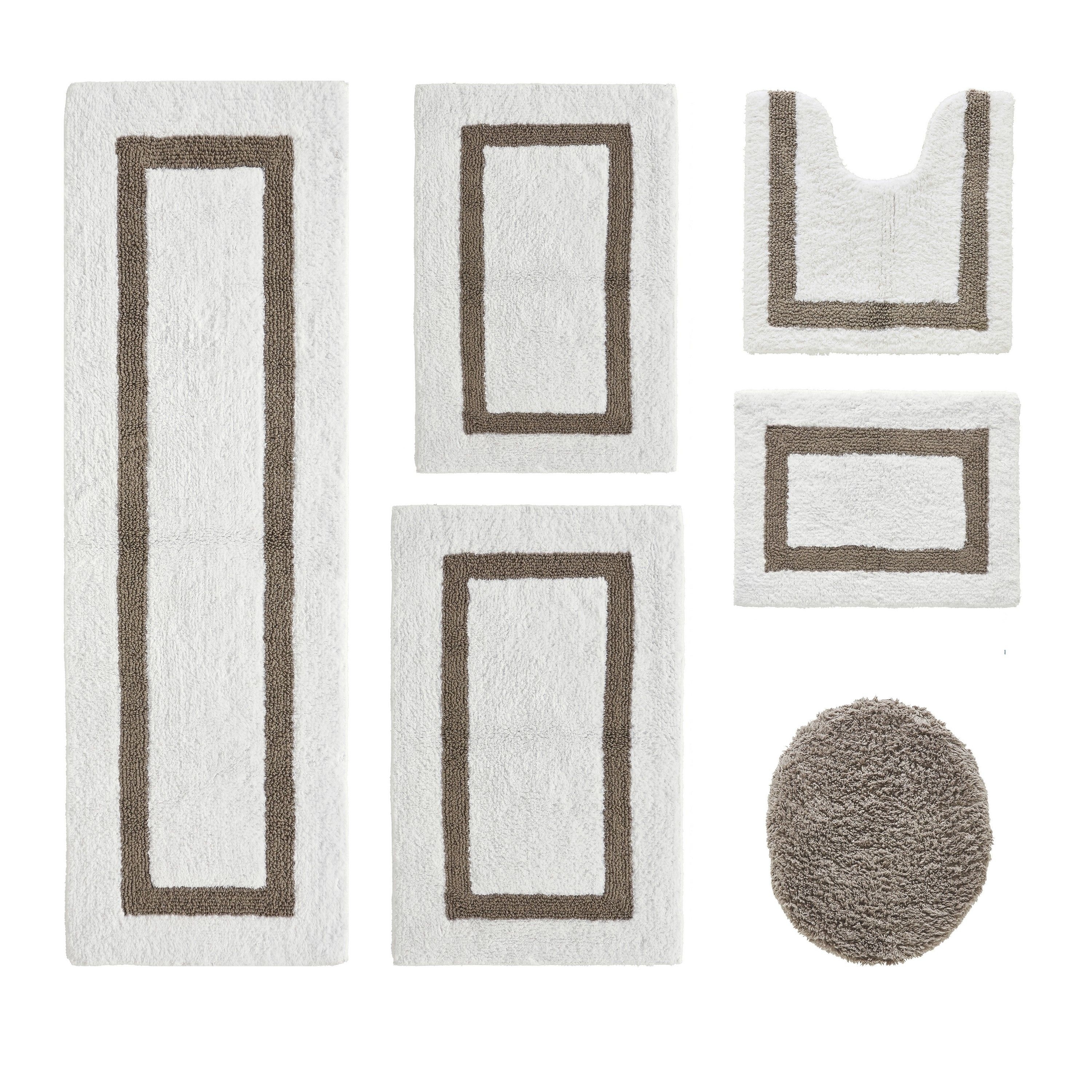 Better Trends Hotel 6-Piece Race Track Bath Rug Set, 100% Cotton, Reversible, Highly Absorbent, Machine Washable Bath Mats