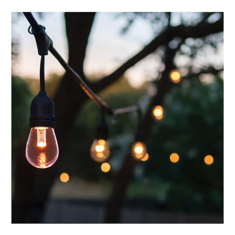 24 Foot LED String Light 12-S14 Lamps E26 RGBTW Infrared Remote Black 120V
